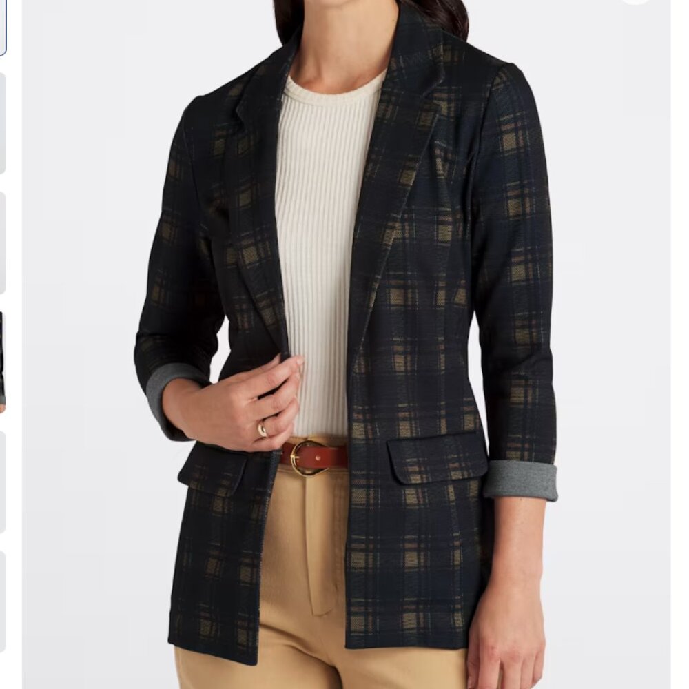 Liverpool Princess Darts Boyfriend Blazer In Navy Plaid